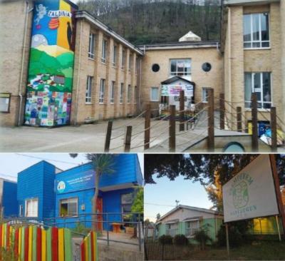 Formazioan parte hartutako eskoletako argazki bana irudian.